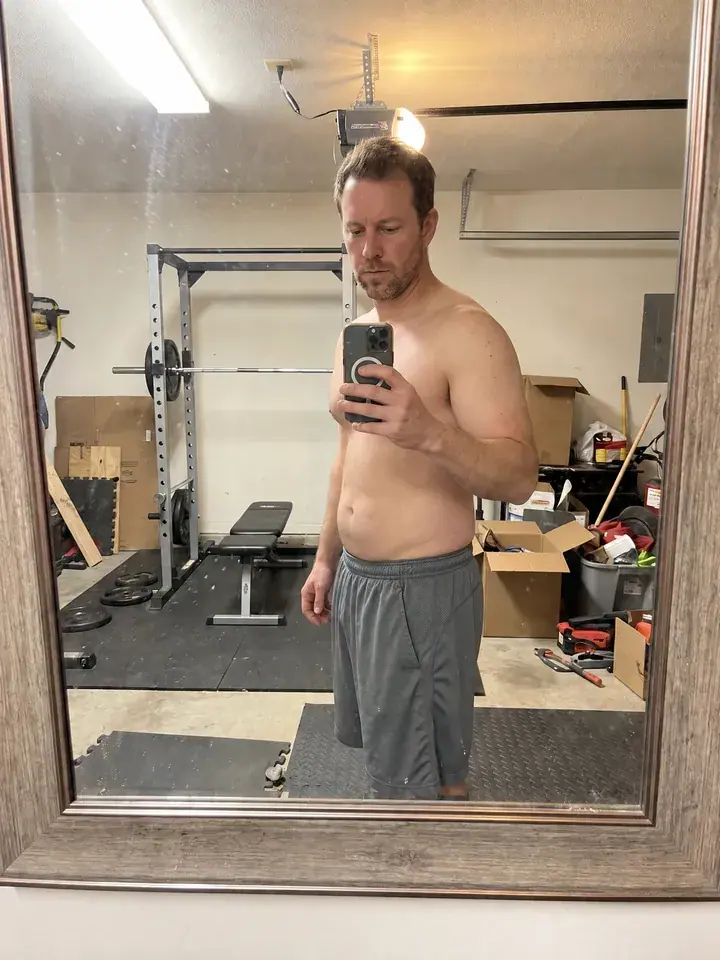 AI example of a man at about 20% body fat